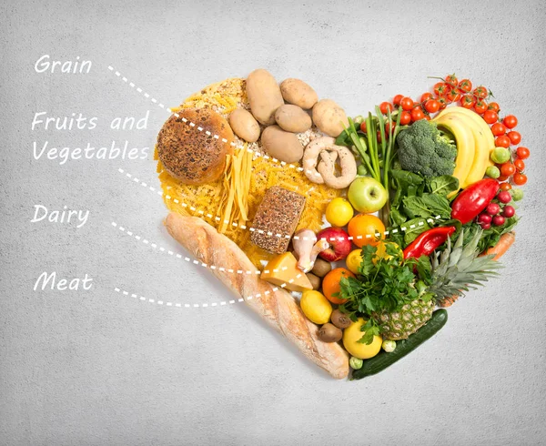 頭のシルエットに製品の設定のための食糧 — ストック写真