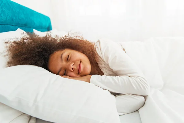 Cute Girl Sleeping Bed — Stock Photo, Image