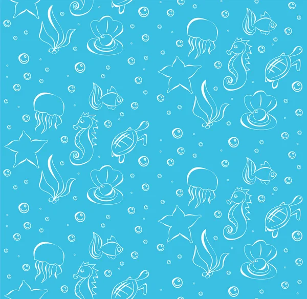 Nahtloses Muster auf Meeresmotiv für Kinder — Stockvektor