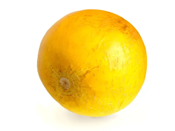 Melón amarillo maduro con la textura, foto aislada —  Fotos de Stock