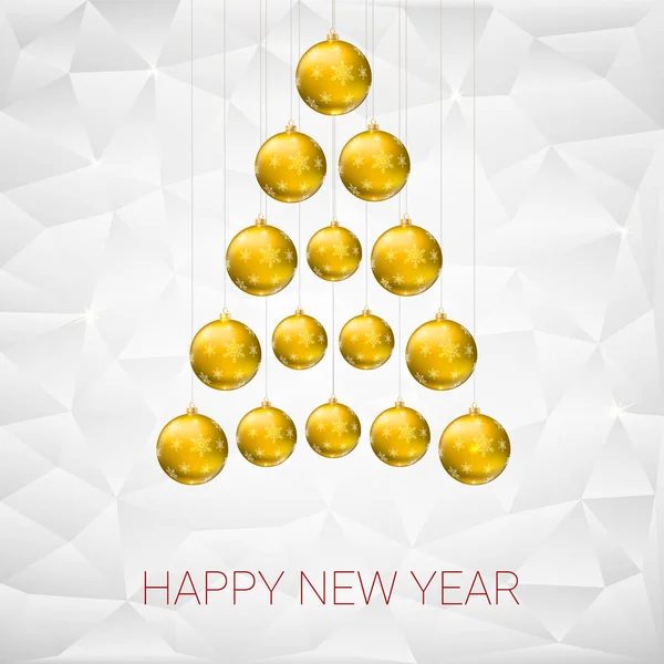 Christmas tree made from yellow balls. Vector illustration template for your greeting card — Stock Vector