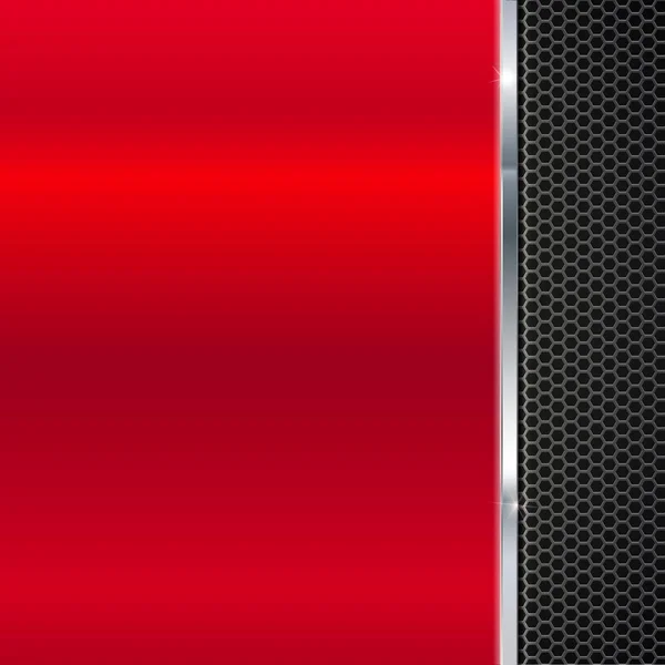 抛光的红色金属和黑色网格带的背景. — 图库矢量图片