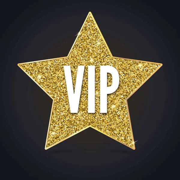 Estrela de cinco pontas com uma borda dourada e a inscrição VIP . — Vetor de Stock