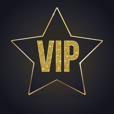 Beş köşeli yıldız altın bir kenar ve VIP yazıt ile.