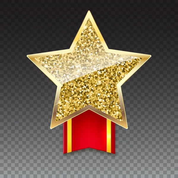 Altın Parlatıcı ve parlak kırmızı Şerit üzerindeki altın yıldızla