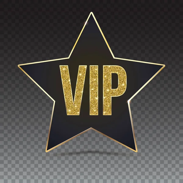 Beş köşeli yıldız altın bir kenar ve VIP yazıt ile. — Stok Vektör