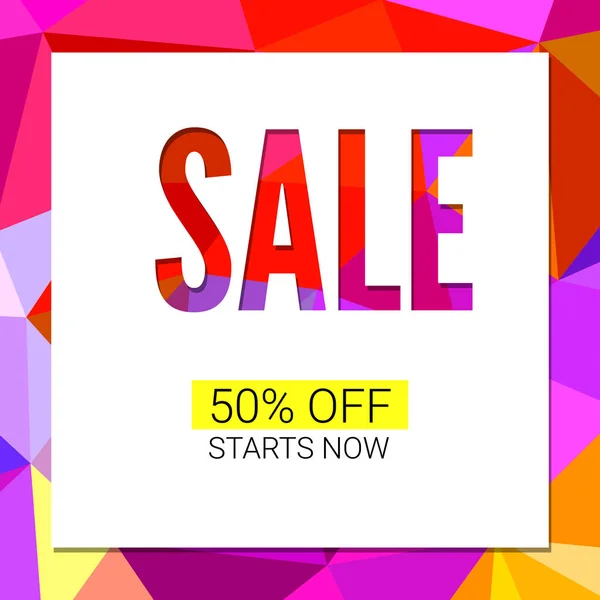 Sale banner on low poly background with elegant typography for luxury sales offers. — Stock Vector