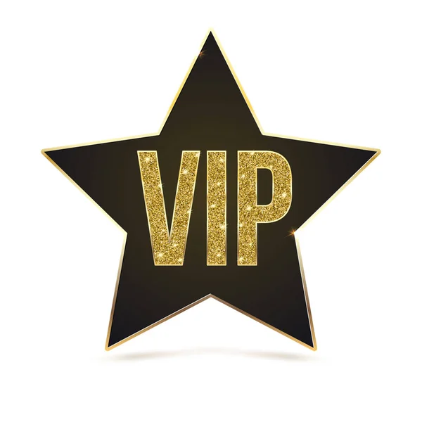 Estrela de cinco pontas com uma borda dourada e a inscrição VIP . — Vetor de Stock
