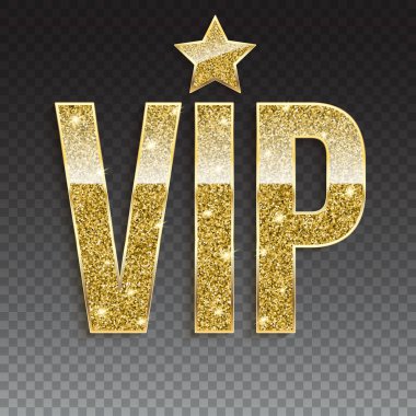 Seçkin, glitter etiketle VIP altın sembolü.