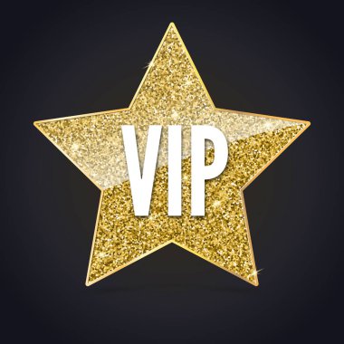 Beş köşeli yıldız altın bir kenar ve VIP yazıt ile.