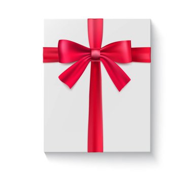 Büyük bir kırmızı yay ile beyaz paketi.