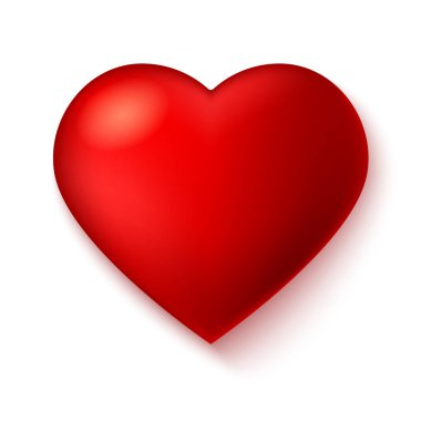 Büyük kırmızı, gölge beyaz zemin üzerine kırmızı bir kalp.