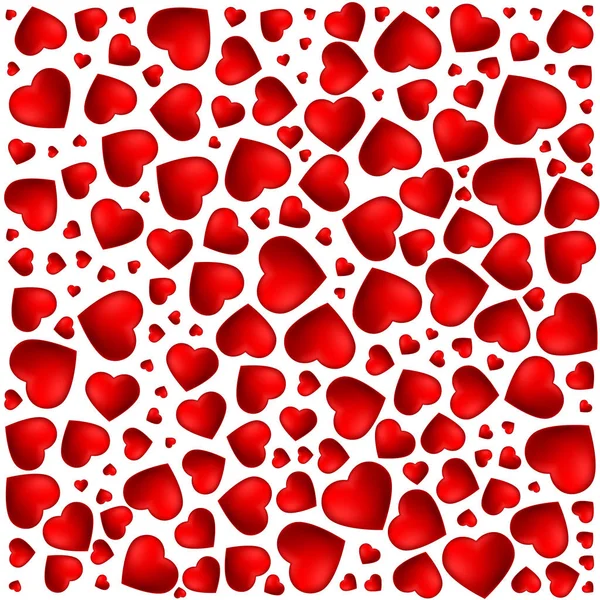 Röd, purpurfärgad hjärta. Mönster av ikoner av hjärtan i olika storlekar. Tom mall för gratulationskort. — Stock vektor