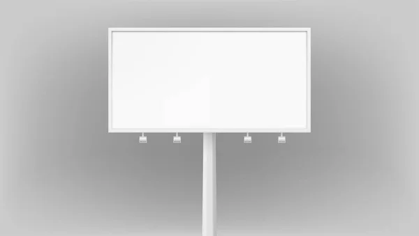 Billboard advertising panel with empty space and light projectors isolated on white background — Stock Vector