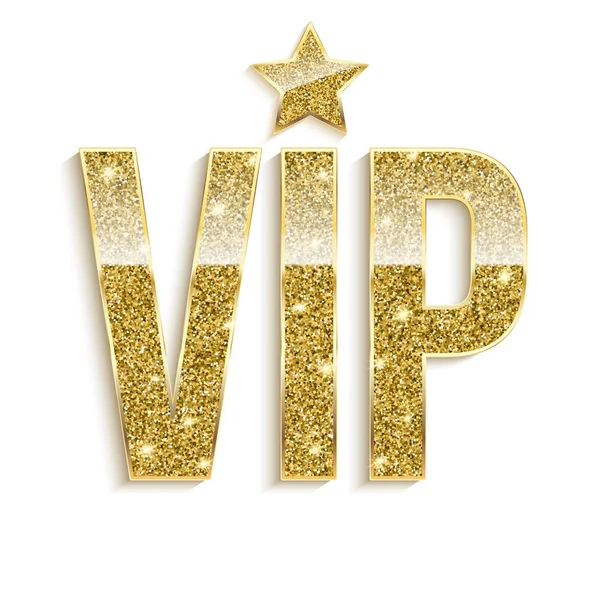 Kultainen symboli yksinoikeus, etiketti VIP glitter . — vektorikuva