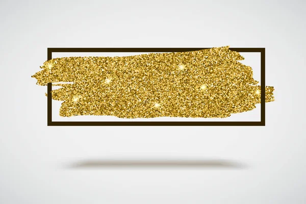 Gold sparkles, glitter background with frame