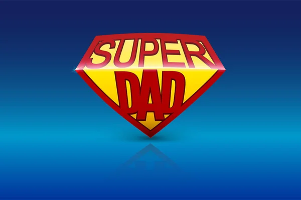 Super dad shield on blue background. — Stock Vector