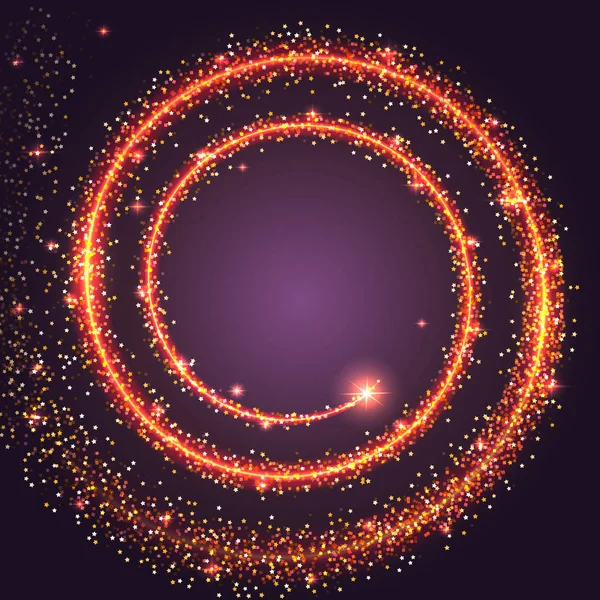 Aur strălucitor spirală de praf de stea. Coada strălucitoare a unei comete, traseul stelelor a trecut cu strălucire și sclipici . — Vector de stoc