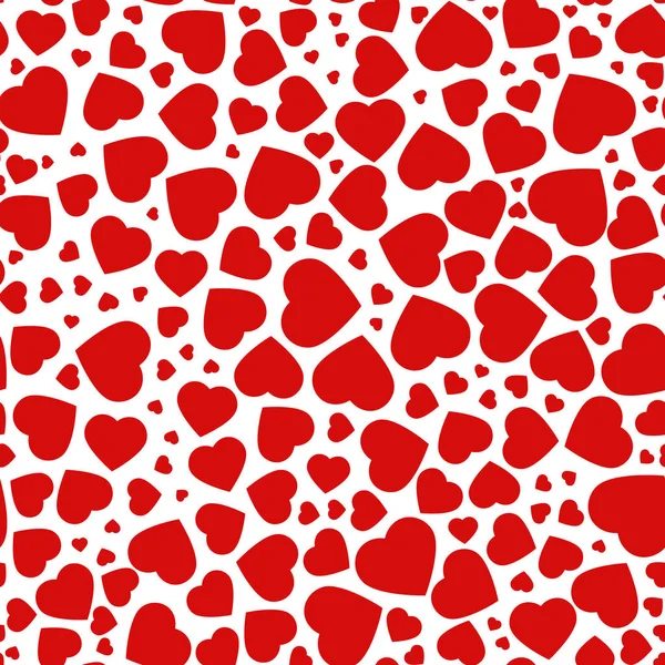 Röd, purpurfärgad hjärta, sömlösa mönster av ikoner av hjärtan i olika storlekar, mall för gratulationskort. — Stock vektor