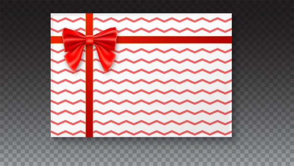 大红色的弓与白色背景上的丝带礼盒. — 图库矢量图片