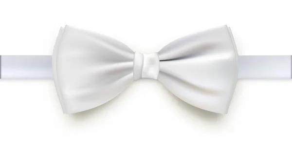 Realistic white bow tie, vector illustration, isolated on white background. — Stock Vector