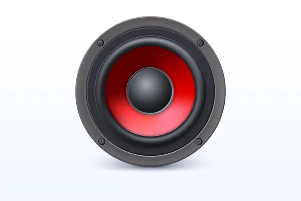Loud speaker with red diffuser isolated on white background — Stock Vector