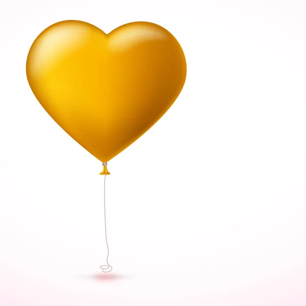 Coração amarelo brilhante, o balão inflável na forma de um grande coração com fita, fita . — Vetor de Stock