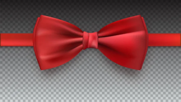 Realistic red bow tie, vector illustration, isolated on transparent background. — Stock Vector