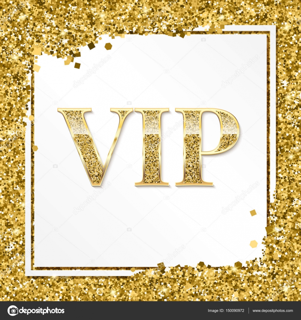 Vip プレミアム招待状、ポスターやパーティーのチラシ。きらびやかな輝き本文黄金デザイン  テンプレートです。ゴールドラメ、輝き本文バッジの装飾的な背景. ストックベクター ©master-erik 150090972