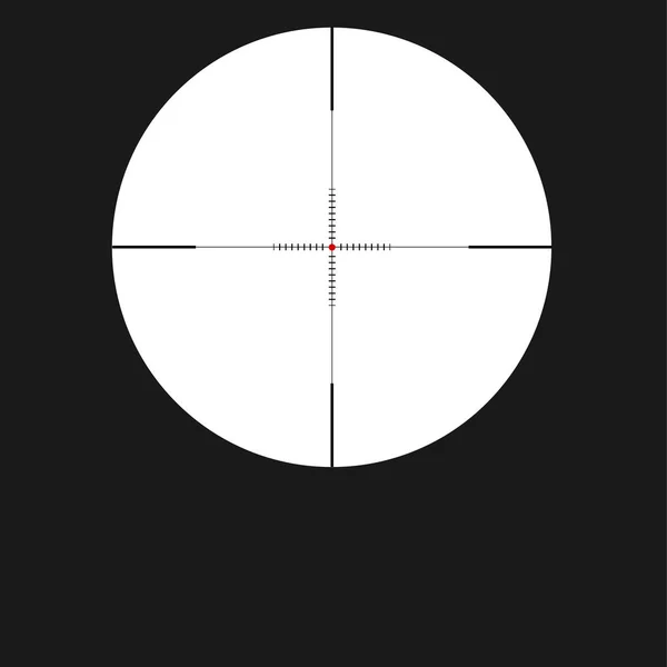 Crosshair sight icon, reticle dengan red dot. Simbol penembak jitu penglihatan diisolasi pada latar belakang putih, ilustrasi vektor - Stok Vektor