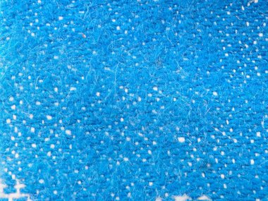 Mavi sentetik faux malzeme tam sayfa. Makro kazak, örgü yün doku. Arka plan doku görünümü en iyi. Örgülü yün doku portre.