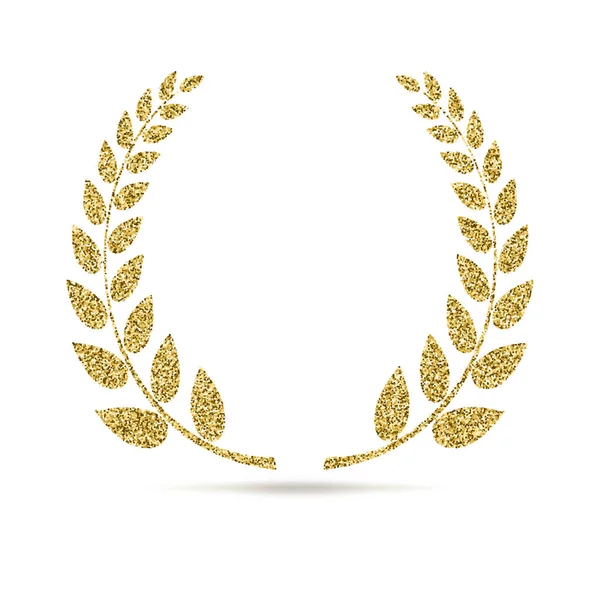Laurel wreath icon with glitter effect, isolated on white background. Outline icon of laurel wreath. Symbols, vector pictogram. Symbol from golden particles dust — Stock Vector