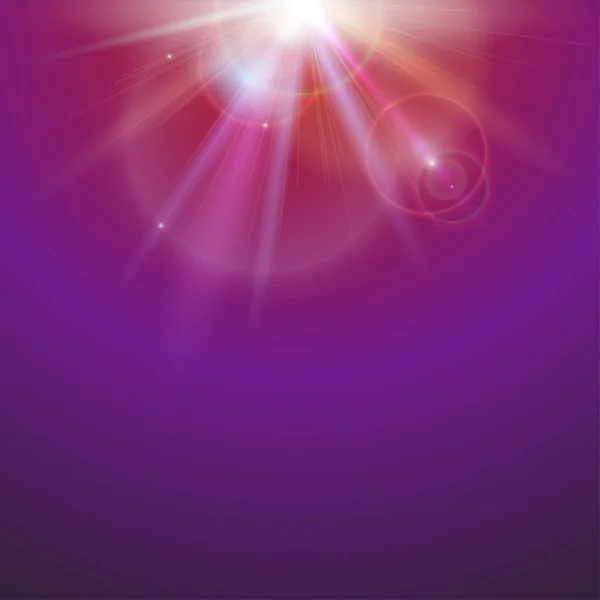 Abstrakter Raumhintergrund mit Balken auf farbigem Hintergrund. helle Lichteffekte, Sonnenstrahlen und Linsenflackerkulisse mit Kopierraum. Glühlichteffekt, Stern platzt vor Funkeln. Vektorillustration. — Stockvektor