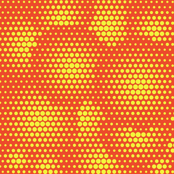 Abstracte gestippelde halftone achtergrond. Gele patroon op rode achtergrond. Decoratieve sjabloon voor dekking, poster of het spandoek — Stockvector