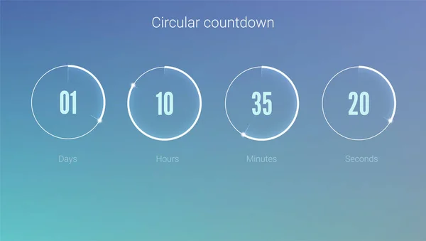 用户界面，圆形时钟的一部分。时钟应用程序，用户界面元素。倒计时计时器来很快或建设作用下的设计。模板，计数天、 小时、 分钟和秒. — 图库矢量图片