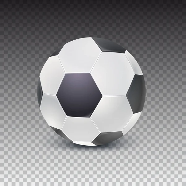 Ρεαλιστικό ποδόσφαιρο μπάλα με τη σκιά που απομονώνονται σε διαφανές φόντο. Λεπτομερές εικονίδιο της μπάλας για το παιχνίδι στο κλασικό ποδόσφαιρο, 3d απεικόνιση. — Διανυσματικό Αρχείο