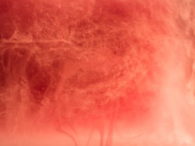 Soyut arka plan renkli. Pembe duman, su, evrenin şekillerinin mürekkeple. Soyut hareket, çok renkli boya akışının donmuş. Yumuşak odak, bulanık zemin ile yatay fotoğraf