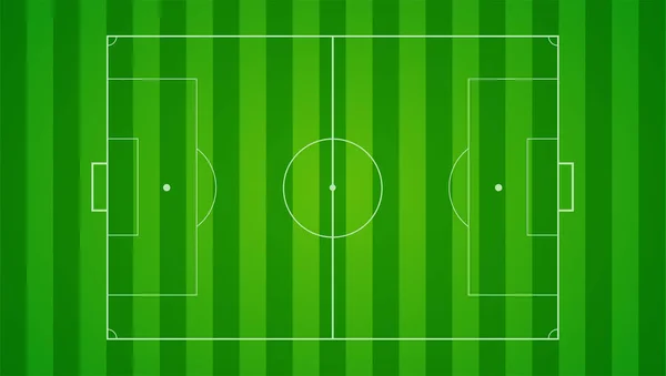 European football, soccer field on horizontal background. Field with markings and trimmed lawn, view from above. Plan for the development of tactics and strategy of the game of the playing field.