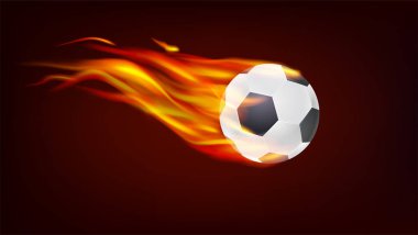 Futbol, Avrupa Futbol topu yanıyor. Yeniden boyutlandırılabilir vektör 3d çizim için senin, baskı tasarımı için hazır.