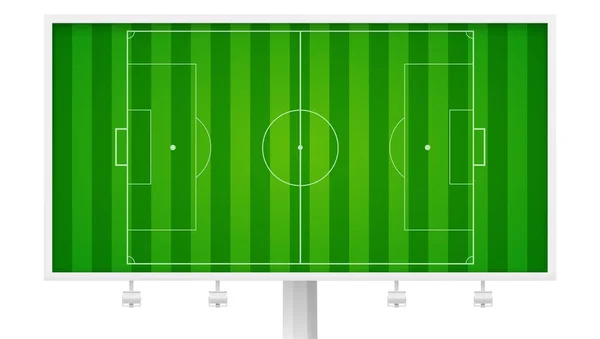 欧州サッカー、サッカー場横の看板に。マーキングとトリミング芝生フィールドを上から表示します。サイズ変更可能なベクター イラスト、プリント デザインの準備ができて。白で隔離 — ストックベクタ