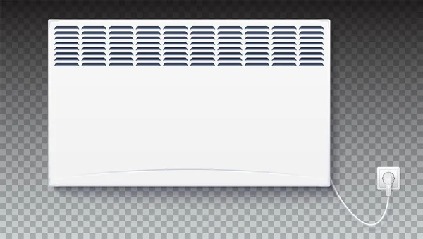 Yerli elektrikli ısıtıcı, ev Konvektörü simgesini fişli elektrik kablosu bağlı. Saydam arka plan üzerinde izole alan Isıtma için Radyatör cihazın elektrik paneli — Stok Vektör