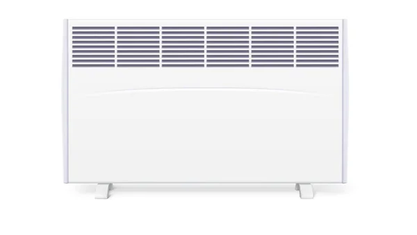 Inhemska elektrisk värmare, ikonen för hem konvektor, 3d illustration. Elpanel av radiator apparat för rumsuppvärmning isolerad på vit bakgrund — Stock vektor