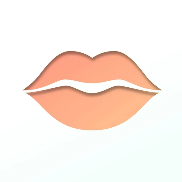 El contorno de los labios cortados del papel. Icono del contorno de la boca, pictograma vectorial. Símbolo del beso, talla de papel — Archivo Imágenes Vectoriales