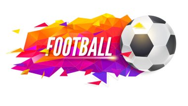 Futbol takımları veya turnuvaları, Futbol Şampiyonası için logo. Trendy degrade, düşük Poli zemin top ve posterler, afişler, kapakları ve davetler için üçgen ile.