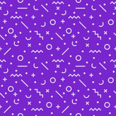 Soyut, sorunsuz, geometrik desen. Memphis tarzı tasarım, moda Hipsters için. Retro 80 lerin veya 90'lı yılların tarzı için kumaş, kağıt, Web sitesi zemin, düz vektör çizim yazdırma