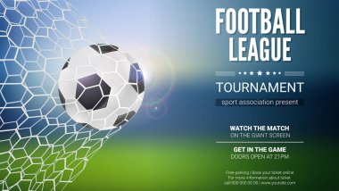 Futbol maçı gol an net, kafes top ile aynı. Futbol topu kalede. Futbol ya da futbol oyunları, turnuvalar, Şampiyonası, posterler, davetiyeler 3d çizim için şablon