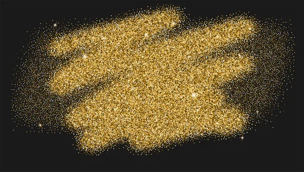 Luxe gouden sparkle glitter textuur. Vet penseelstreken met textuur van de stof. Achtergrond met gouden explosie van deeltjes. Sjabloon voor VIP-exclusieve certificaat, luxe cadeau, waardebon. 3D illustratie — Stockvector