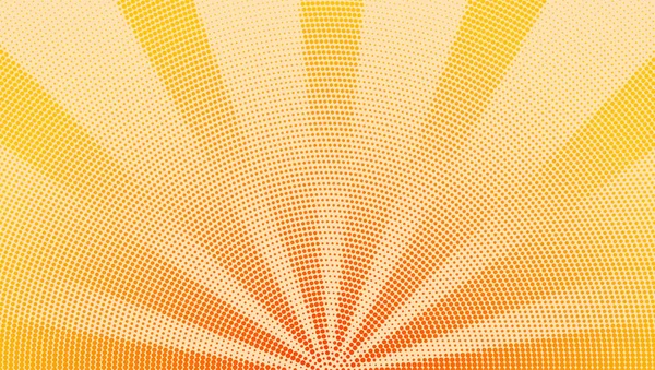 Explosión de puntos de medio tono en el estilo de arte pop vintage. Rayos de sol en el fondo con halfones. Ilustración vectorial, EPS10 . — Archivo Imágenes Vectoriales