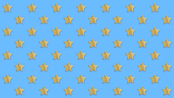 Muster aus goldenen Sternen. abstrakter blauer Hintergrund mit glitzernden Sternen mit Goldstaub. Vektorillustration, Eps10 — Stockvektor