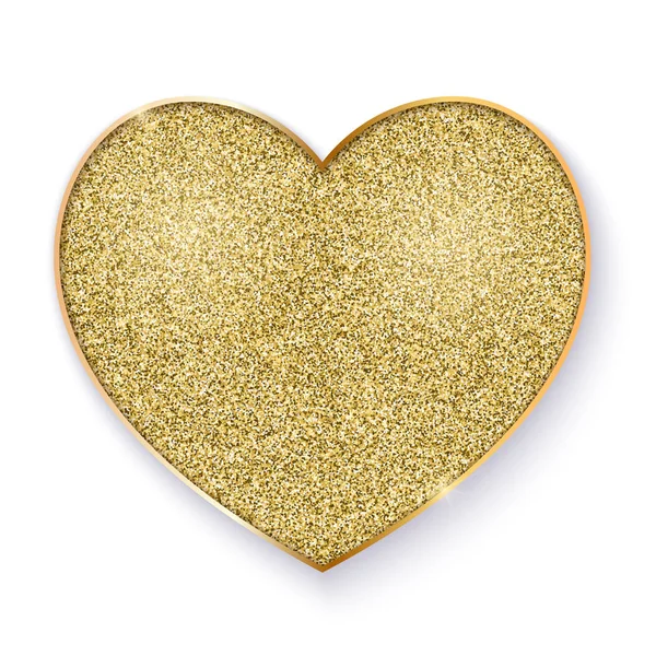 Goldenes Herz mit glitzernder Textur. goldenes Symbol, isoliert auf weißem Hintergrund. Symbole für Neujahrs- und Valentinstage, Luxusveranstaltungen. Vektorillustration, Eps10. — Stockvektor